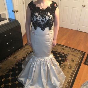 Custom-made satin and laced mermaid dress